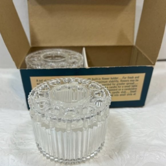 VTG 50's Flower Fashioner Set of 2 Crystal Plastic Flower Candle Holder No. 650 - Picture 6 of 9